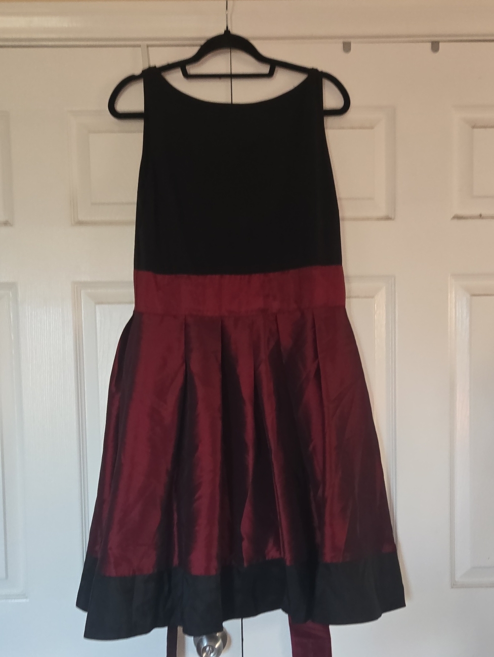 Macy's Black and Burgundy Fit-and-Flare Dress